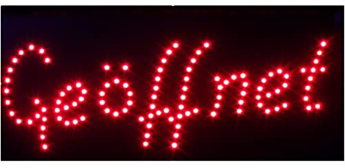 Miobo LED Schild Leuchtschild GEÖFFNET OPEN Dönner Kebab Bar und viel mehr Reklame LEUCHTREKLAME Werbung versch.stylen (Geöffnet (rot))