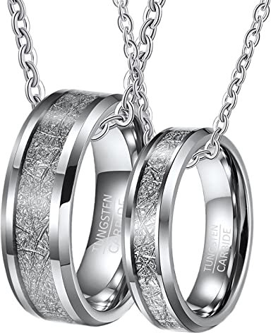 Halskette Anhnger Herren, Kettenanhnger Silber Damen Wolfram 8mm 6mm Silberring Inlay Metall Geschenk für Ihn Damen 54 (17.2) Herren 57 (18.1)