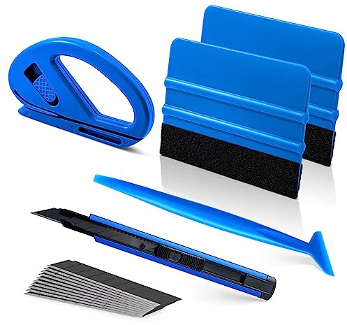 FOSHIO Auto Vinyl Werkzeug Kit Autofolie Blau Rakel Set für Tönungsfolie Auto Wrap, Folien Werkzeug Set für Wrapping, Micro Rakel, Filzrakel, Cuttermesser