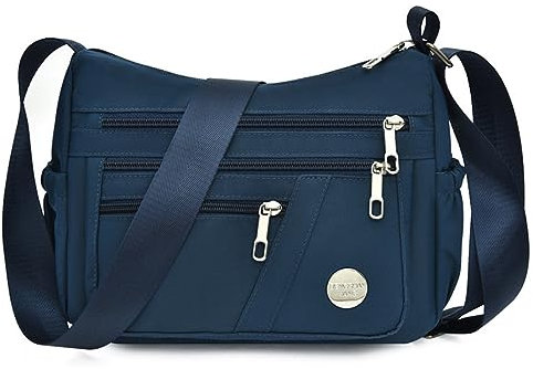 HERCMNOY Crossbody-Tasche für Damen, wasserdicht, Reise-Umhängetasche, Kuriertasche, Nylon-Geldbörse, Handtasche, navy, 28cm*11cm*22cm