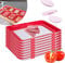 8* Konservierung Tablett Stapelbar Aufschnitt Box Frischhalte Dose Stapel BehäLter Lebensmittel Aufbewahrungsbox Kreatives Tray Storage Container FüR Wurst Gesunde Frisch Food Rot+Weiß 29.5*22.5Cm