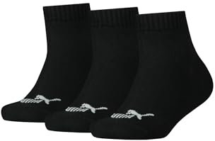 PUMA KIDS Quarter Socken Sneaker Gr. 27-38 für Mädchen und Jungen 3 Paar, Farbe:200 - black, Socken & Strümpfe:27-30