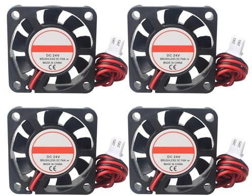 Jopto 4PCS 3D Printer Cooling Fan 4010 DC Voltage Brushless 24V Silent 40x40x10mm Mini Hydraulic Bearing Fan With 2 Pin Terminal For 3D Printer Extruder Makerbot Arduino With 28cm 11.02inch Cable