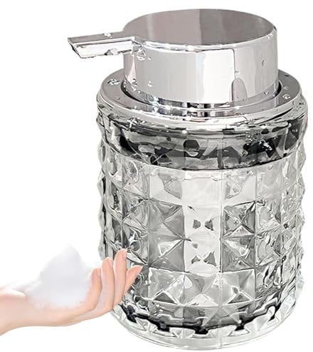 Glass Foaming Soap Dispenser, Reffilable 6.8 Oz Foam Bottle Modern Clear Hand Soap Dispenser Decorative Bathroom Soap Dispenser for Vanity Kitchen Sink