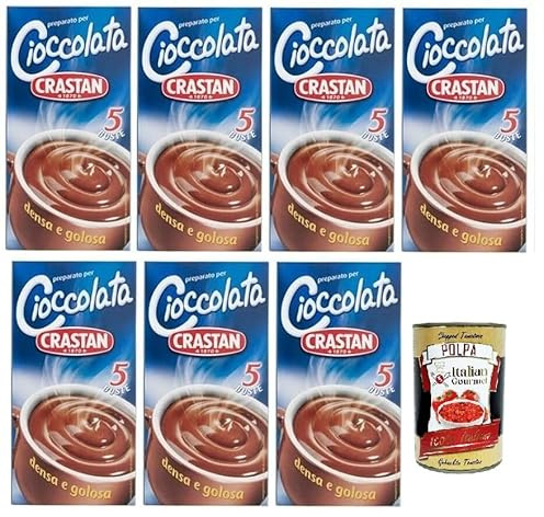 Italian Gourmet Cioccolata in polvere bevanda calda 7 x 125g Beutel Kakao | Preparato dolce per Schokolade, 5 porzioni monodose je Packung, schnell, Gesamtnettogewicht 875 g + Kostenlos Polpa 400g