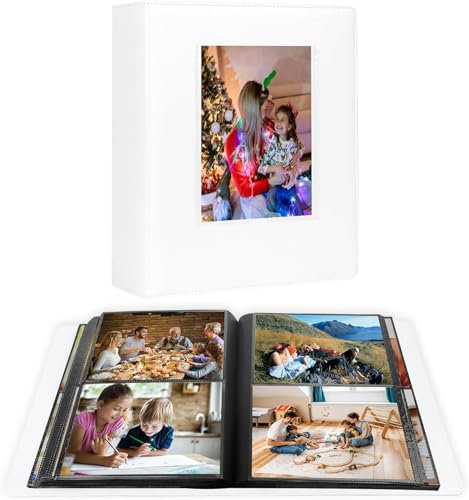 272 Taschen Fotoalbum 13x18 Hält 272 Fotos, Extra große Kapazität Lederbezug 13x18 Fotoalbum mit Frontfenster für Familie Hochzeit Baby Bilder, 13x18 Fotobuch mit schwarzen Innenseiten (Weiß)