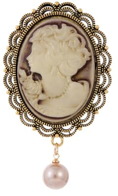 Viktorianische Cameo-Brosche für Frauen und Mädchen, baumelnde Perle, Schönheit, Dame, Portrait, Anstecknadeln, Schal, Abzeichen, Stoff, Kleid, Zubehör, Schmuck