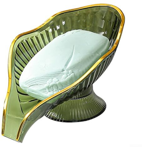Porte-savon en forme de feuille unique, plateau drainant, porte-savon de salle de bain (vert)
