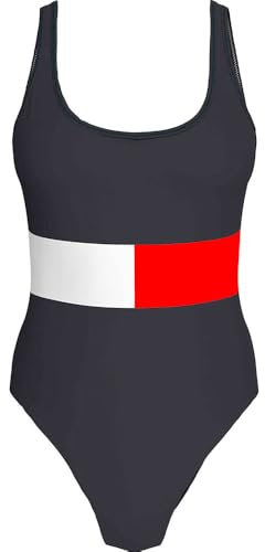 Tommy Hilfiger One Piece Ext Sizes Uw0Uw05853, Costume Intero con Scollo Rotondo, Donna, Blu (Dark Night Navy), M