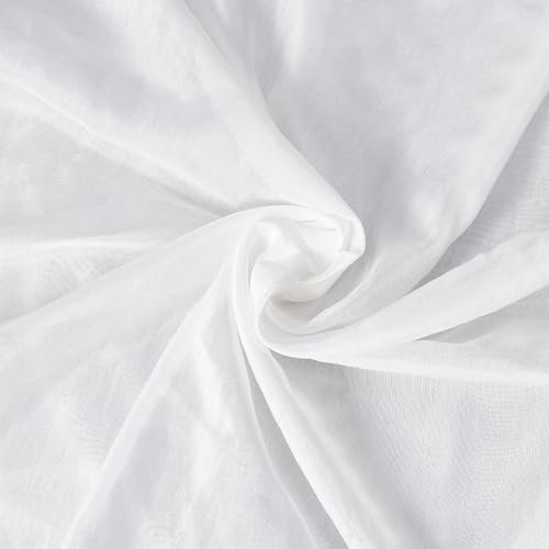BENECREAT Weißer Seiden-Organza-Stoff, 140 cm breit, einfarbiges Muster, Leno-Gewebe, perfekt für Bastelarbeiten, Dekorationen, 90 cm