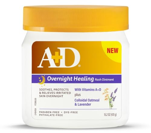 Ungüento curativo A+D para erupciones, calma, protege y alivia la erupción de glúteos durante la noche con lavanda y avena coloidal, ungüento curativo para