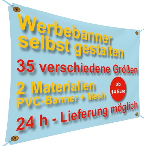 Personalisiertes Werbebanner – Selbst gestalten mit Text & Bild | Individuelles Banner für Werbung, Events & Feiern | Wetterfest & UV-beständig | Druck in Profi-Qualität