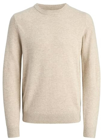 Lambswool Knit Sweat Shirt Oatmeal Melange