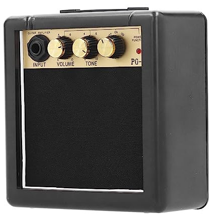 Mini Amplificador de Guitarra de 3 W, Altavoz Pequeño Portátil y Compacto para bajo de Guitarra, Efectos de Sonido Claros, para Práctica y Interpretación, Metal + Plástico, Negro
