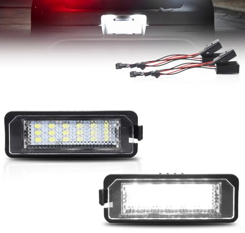GSOWO 2 Stücke LED Kennzeichenbeleuchtung für V-W Golf 4 5 6 MK4 MK5 MK6 Passat Polo CC Eos Scirocco, [Langlebig & Effizient] Hochwertige Canbus Fehlerfrei 18 SMD Nummernschildbeleuchtung