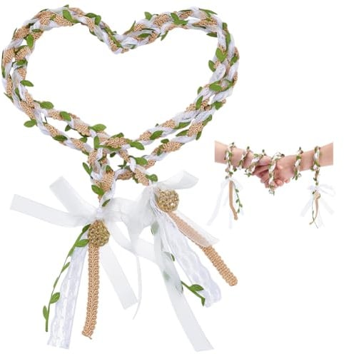 BENECREAT Catena per Lazo Da Matrimonio Da 180cm, Cordone per L'Handfasting, Lazo Rustico per Matrimonio, Corda Da Sposa Boda con Nodo Cinese per Cerimonia Nuziale