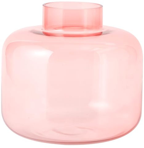 KAYLETIN Vaso grande in vetro, vaso per fiori in vetro rosa, vasi per bouquet grandi, vasi grandi con ampia apertura per la casa, il matrimonio, il soggiorno, la decorazione dell'ufficio, 23 cm