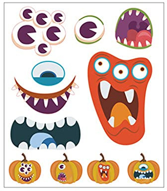 1 Bogen Halloween Kürbis Dekoration Aufkleber Lustiger Ausdruck Squashes Jack-O-Lantern Face Decals