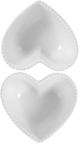 Holibanna 2 Stück Herzförmige Keramik Auflaufformen Weiß Crème Brûlée Backschalen Vielseitige Keramikschalen Für Dessert Snacks Und Müsli