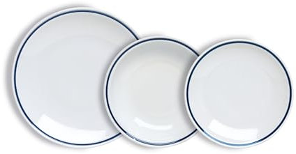 Tognana AZ Fascetta Blu, servizio piatti 18 pezzi per 6 persone, porcellana, bianco, Made in Italy