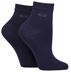 ELLE Ladies Bamboo Ankle Socks - Soft Breathable Cooling Material, Mixture of Plains & Patterns, Fun,Colourful Multipack of 2 Size 4-8