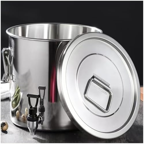 Fass Aus Edelstahl 304, Mit 2 Griffen/Wasserhahn Und Luftdichtem Deckel, Suppentopf Mit Zapfhahn, Flüssigkeitsbehälter, Milchtransportdosen, Weineimer, Induktionsherd, Topf Für Kantinenbuffets(70L)