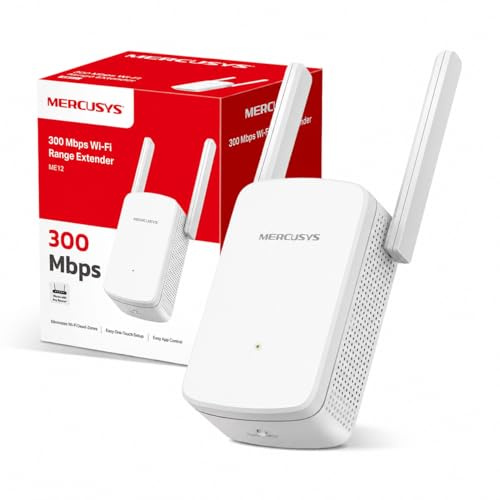 Mercusys ME12 N300 WiFi Extender Booster WiFi Booster | Compact Wall-Plug Design, Access Point, Works with Any WiFi Router, WPS Easy Setup, Signal Indicator, UK Plug