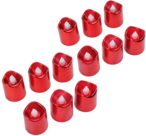 Bonbela 12pcs Rote LED -Kerzenlampe Flameless Electronic LED Candle Light Batterie mit Warmem Licht für Weihnachtshochzeitsfeierndekorationen