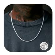 YADOCA Collier Homme Argent Sterling 925 Hypoallergénique Blé Chaine Argent Homme Collier Chaîne Robuste Bijoux Cadeau Largeur 2.5 MM Longueur 51 CM