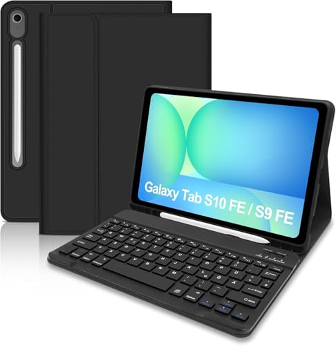 Étui clavier pour Samsung Galaxy Tab S10 Lite/S10 FE 2025/S9 FE 2023/ S9 2023 - Configuration britannique Clavier sans fil Bluetooth amovible pour Tab S10 Lite/S10 FE/S9 FE/S9 (10,9 pouces/11 pouces)