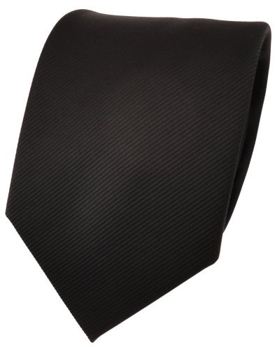 TigerTie Designer Krawatte schwarz Uni Rips - Binder Tie