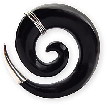 Fly Style Piercing Ohr Expander aus Horn und 925 Silber - Dehnschnecke Dehnspirale Dehnungsschnecke Dehnsichel, Grösse:12 mm