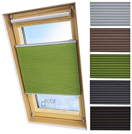 ourdeco® Universal Dachfenster Thermo-Wabenplissee/103 x 141cm grün(Breite x Höhe)/lichtundurchlässig, verdunkelnd, Thermo- und Hitzeschutz