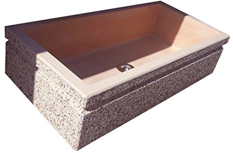 Lavandino lavabo esterno giardino in pietra ricostruita e spezzato di marmo 80x40x20