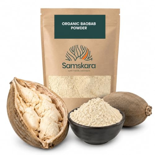 Baobab en Polvo BIO Ecologico | Calidad A+ 100% pura, fuente de Vit C, Calcio, Colageno natural | SAMSKARA | rico en micronutrientes | (1 kg X 1 pack)