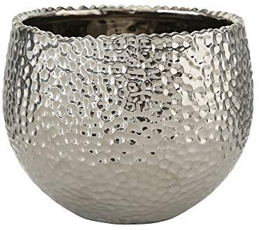 B.o.l.t.z.e 1 x Pflanztopf Lajos Steingut Silber, Größe:mittel