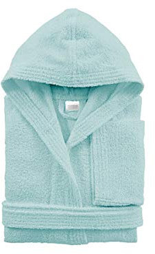 Morbidissimi Accappatoio Junior in Spugna Con Cappuccio, Cinturino e 2 Tasche, Accappatoi Ragazzi, Bambino e Bambina in Spugna Morbida 400 gr/mq 100% Puro Cotone V821 (Accappatoio Celeste, 12-14 anni)