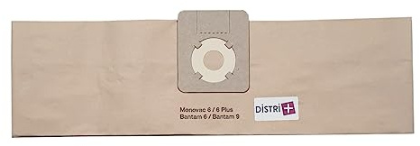 Sac aspirateur Compatible : Sorma 510, Sorma 520 - Wetrok Monovac 6, Monovac 9, Bantam 6, Bantam 9, Duovac 6, Duovac 9 etc - Pochette de 10 sacs Papier