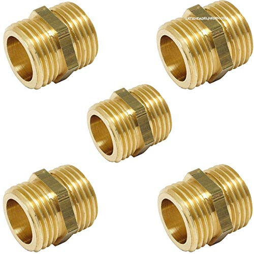 Suinga Pack de 5 Raccords en Laiton 1/2'' Filetés Aenor pour Air, Eau et Gaz | Accessoires Robustes pour Installations Sanitaires, dore