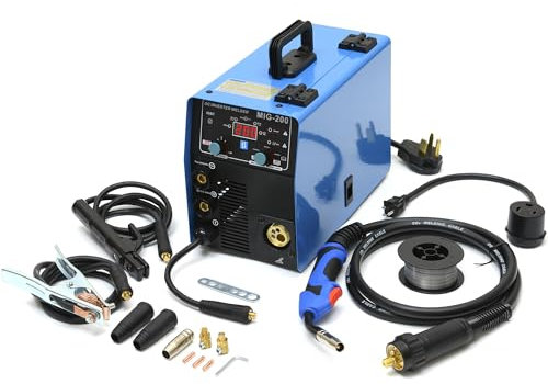 MIG Welder, 200Amp 4 in 1 Gas MIG/Gasless Flux Core MIG/Stick/Lift TIG Multi Process Welding Machine
