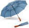 Jiguoor Set of 2 Foldable Umbrella, Windproof Compact Travel Umbrella, Auto Open and Close with Teflon Coating, Ergonomic Handle, Leather Case for Men and Women, 10-Rib
