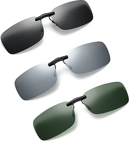 3 Stück Sonnenbrille Zum Aufstecken, Myopie Sonnenbrille Polarisierte Clip, Polarisierte Gläser Sonnenbrille Clip, Polarisiert Sonnenbrillen Aufsatz Brille, für Im Freien, Fahren, Angeln, Radfahren