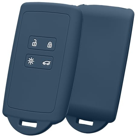 kwmobile Schlüsselhülle für Renault 4-Tasten Smartkey Autoschlüssel (nur Keyless Go) Hülle - Autoschlüssel Schlüssel Hülle aus Silikon - Schlüsselschutz Gehäuse in Dunkler Schiefer