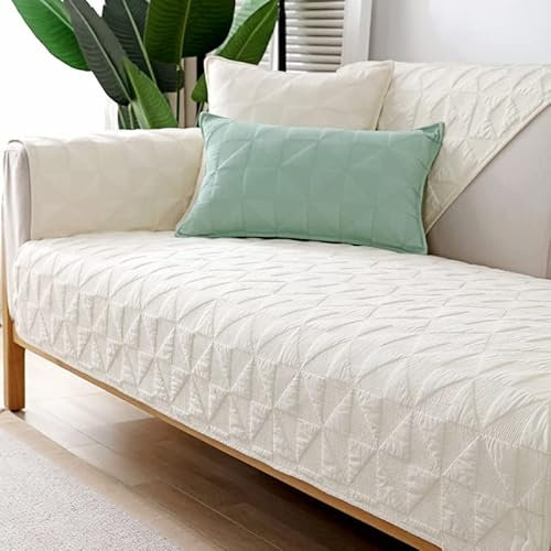 WYJHNLBEDC Sofa/Couch überzug/überwurf, Sofa überwurfdecke Baumwolle Sofabezug L Form/U Form/Ecksofa 3/2/1 Sitzer, Sofaschutz Hund Kratzschutz Katze Beige
