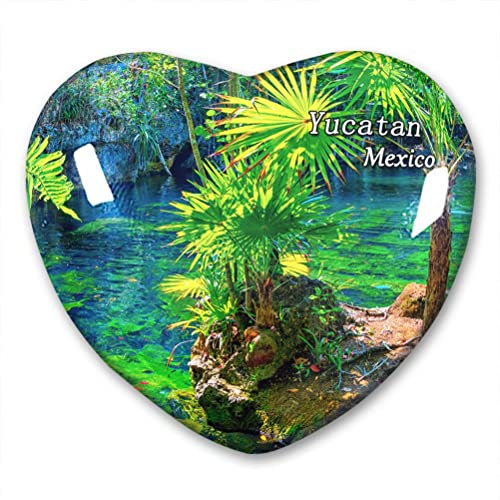 Mexiko Yucatan Kühlschrankmagnet Kühlschrankaufkleber Kollektion Dekorativer Magnet Reise Souvenir Herzform Kristallglas
