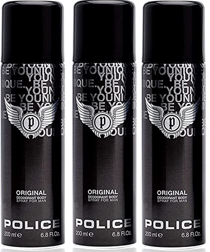 POLICE Original Mens Gents Deodorant Body Spray 200ml 3 Pack