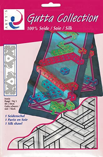 ARTY'S Gutta Collection Seidenschal 150x40cm für Seidenmalerei - Gutta-Motiv Ironie vorgezeichnet (100% Seide - Pongé 5)