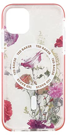 Ted Baker LAVERNA AntiShock Back Shell Phone Case compatible with iPhone 11 - Water Floral/Red Bumpers