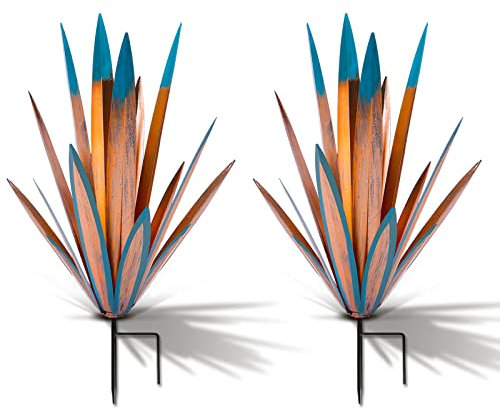 Homight Große Agavenskulptur Rustikale Metall Agave Pflanze Outdoor Innendekoration Outdoor Rasen Dekoration Hof Holzpfosten Passender Garten Geeignet für Terrasse