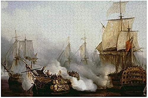 KESIMO Puzzles 1000 Teile Puzzle-Set für Erwachsene, Puzzle-Spielzeug-Geschenk – Schlacht von Trafalgar 38 x 26 cm
